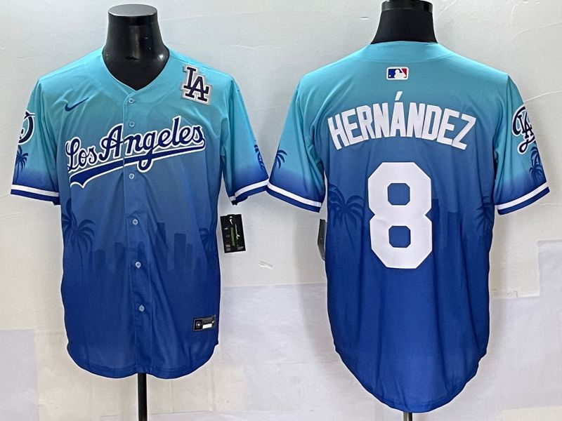 Men 2025 Los Angeles Dodgers #8 Hernandez Blue Nike MLB Jersey Daoqite style 3->los angeles dodgers->MLB Jersey